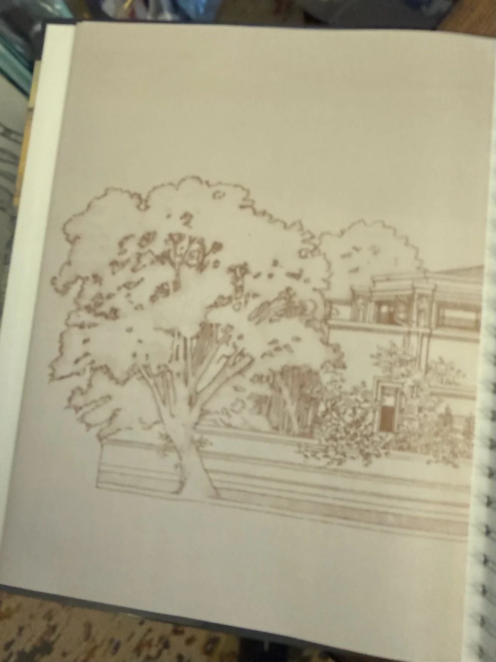 Frank Lloyd Wright Red and Cream Gatefold Portfolio Cover - Architectural Accent